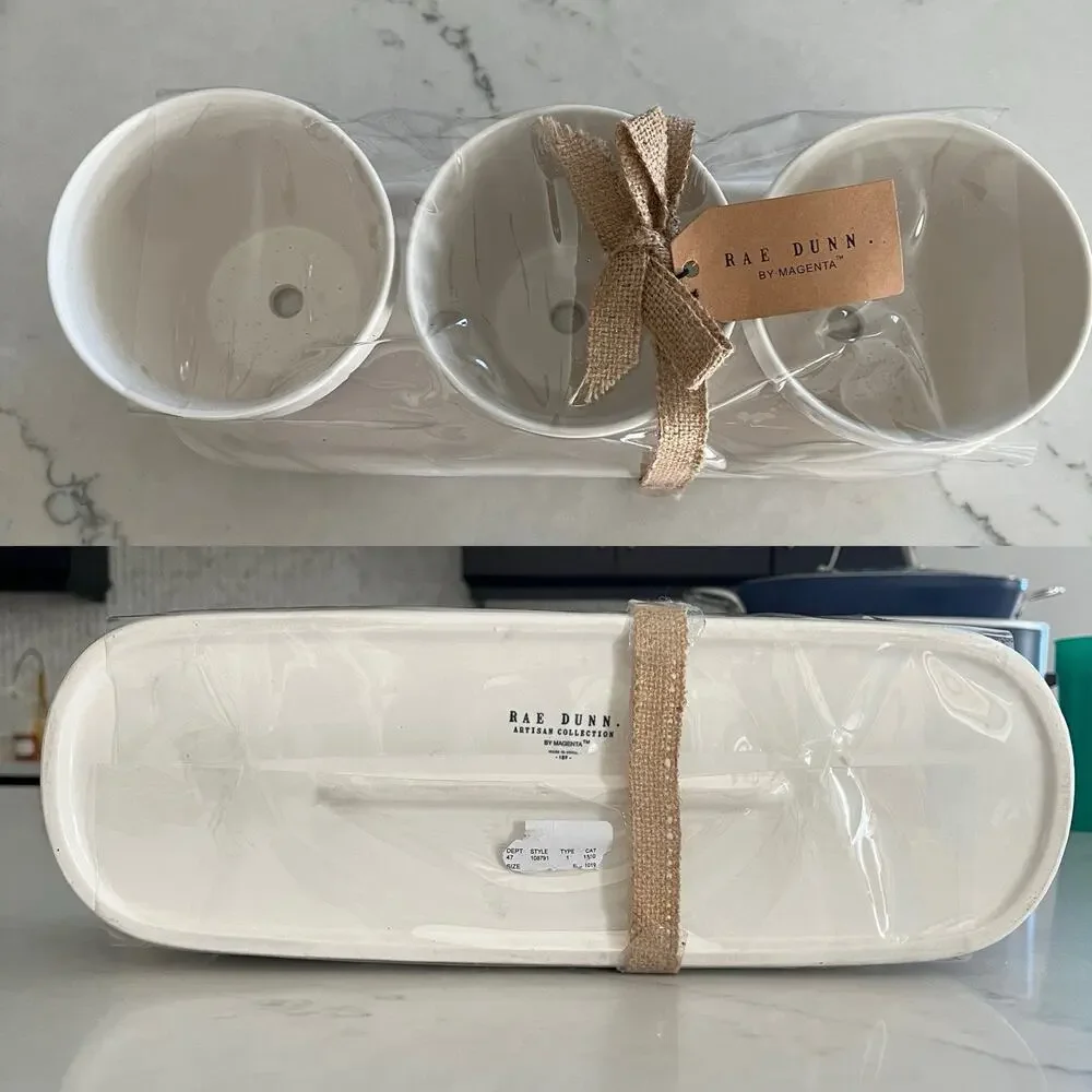 Rae Dunn Merry Xtmas White Ceramic Planters NWT, Holiday, Home decor, plants